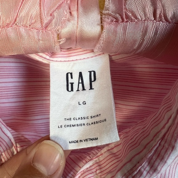 GAP Pink Striped Button-Up Shirt Women’s Large - Picture 3 of 5